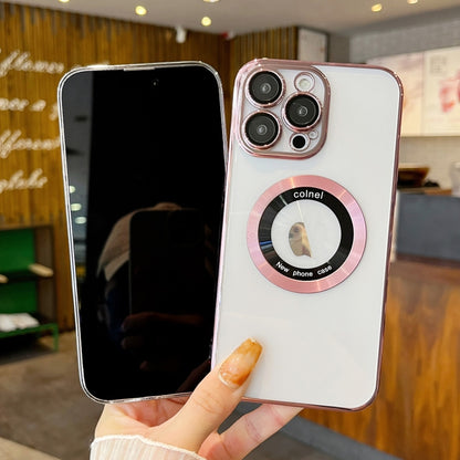 For iPhone 12 Pro Max Transparent Electroplated PC MagSafe Phone Case(Wine Red) - iPhone 12 Pro Max Cases by buy2fix | Online Shopping UK | buy2fix