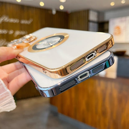 For iPhone 15 Transparent Electroplated PC MagSafe Phone Case(Green) - iPhone 15 Cases by buy2fix | Online Shopping UK | buy2fix
