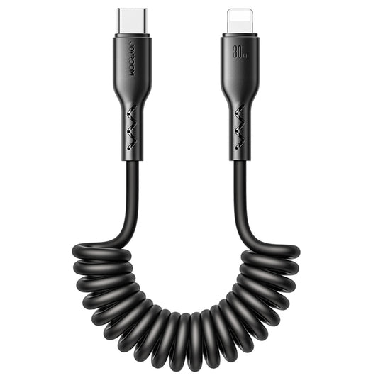 JOYROOM SA38-CL3 30W USB-C / Type-C to 8 Pin Coiled Fast Charging Data Cable, Length:1.5m(Black) - 2 in 1 Cable by JOYROOM | Online Shopping UK | buy2fix