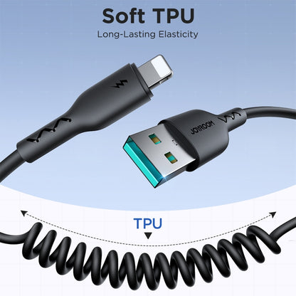 JOYROOM SA38-CL3 30W USB-C / Type-C to 8 Pin Coiled Fast Charging Data Cable, Length:1.5m(Black) - 2 in 1 Cable by JOYROOM | Online Shopping UK | buy2fix