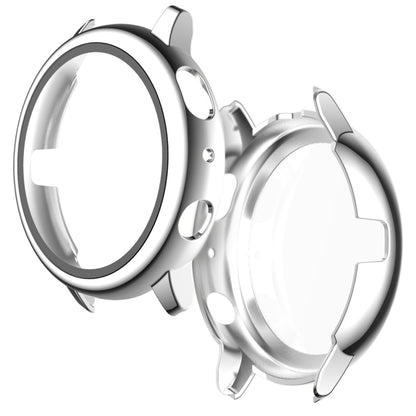 For Samsung Galaxy Watch Active 2 40mm Electroplate PC Protective Case with Tempered Glass Film(Silver) - Watch Bands by buy2fix | Online Shopping UK | buy2fix