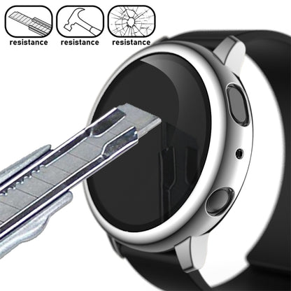 For Samsung Galaxy Watch Active 2 40mm Electroplate PC Protective Case with Tempered Glass Film(Silver) - Watch Bands by buy2fix | Online Shopping UK | buy2fix