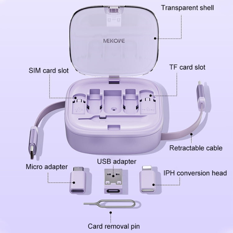 WK WDC-15 Pioneer Series 65W USB-C/Type-C to USB-C/Type-C Multifunctional Telescopic Storage Data Cable, Length: 1m(White) - Multifunction Cable by WK | Online Shopping UK | buy2fix
