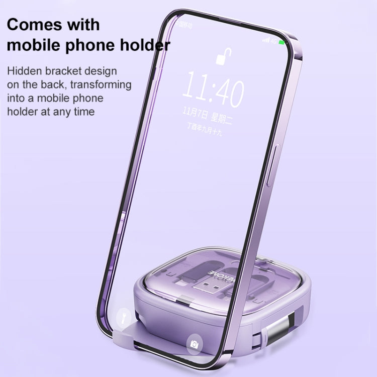 WK WDC-15 Pioneer Series 65W USB-C/Type-C to USB-C/Type-C Multifunctional Telescopic Storage Data Cable, Length: 1m(Purple) - Multifunction Cable by WK | Online Shopping UK | buy2fix