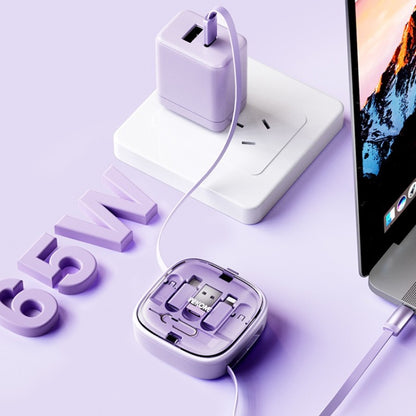 WK WDC-15 Pioneer Series 65W USB-C/Type-C to USB-C/Type-C Multifunctional Telescopic Storage Data Cable, Length: 1m(White) - Multifunction Cable by WK | Online Shopping UK | buy2fix