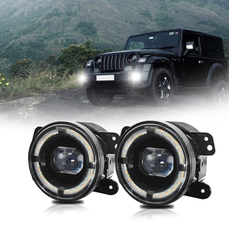 For Jeep Wrangler JK 2 Door 2007-2015 Y5 4 inch 1 Pair Light Guide Single Lens Fog Light(Yellow White) - Fog / Driving Lights by buy2fix | Online Shopping UK | buy2fix