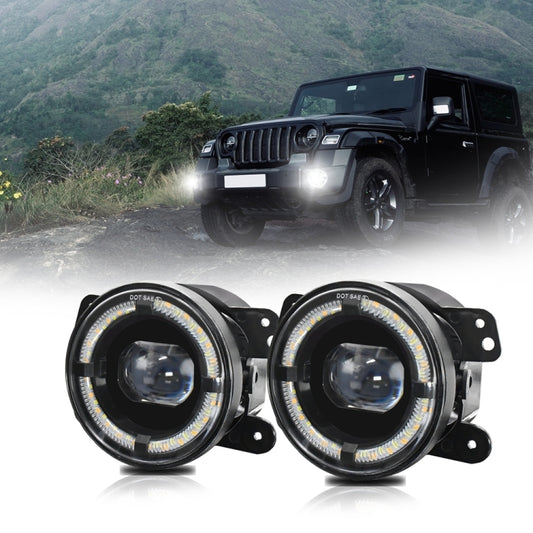 For Jeep Wrangler JK 2 Door 2007-2015 Y5 4 inch 1 Pair Light Guide Single Lens Fog Light(Yellow White) - Fog / Driving Lights by buy2fix | Online Shopping UK | buy2fix