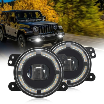 For Jeep Wrangler JK 2 Door 2007-2015 Y5 4 inch 1 Pair Light Guide Single Lens Fog Light(Yellow White) - Fog / Driving Lights by buy2fix | Online Shopping UK | buy2fix