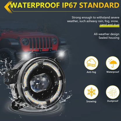 For Jeep Wrangler JK 2 Door 2007-2015 Y5 4 inch 1 Pair Light Guide Single Lens Fog Light(Yellow White) - Fog / Driving Lights by buy2fix | Online Shopping UK | buy2fix
