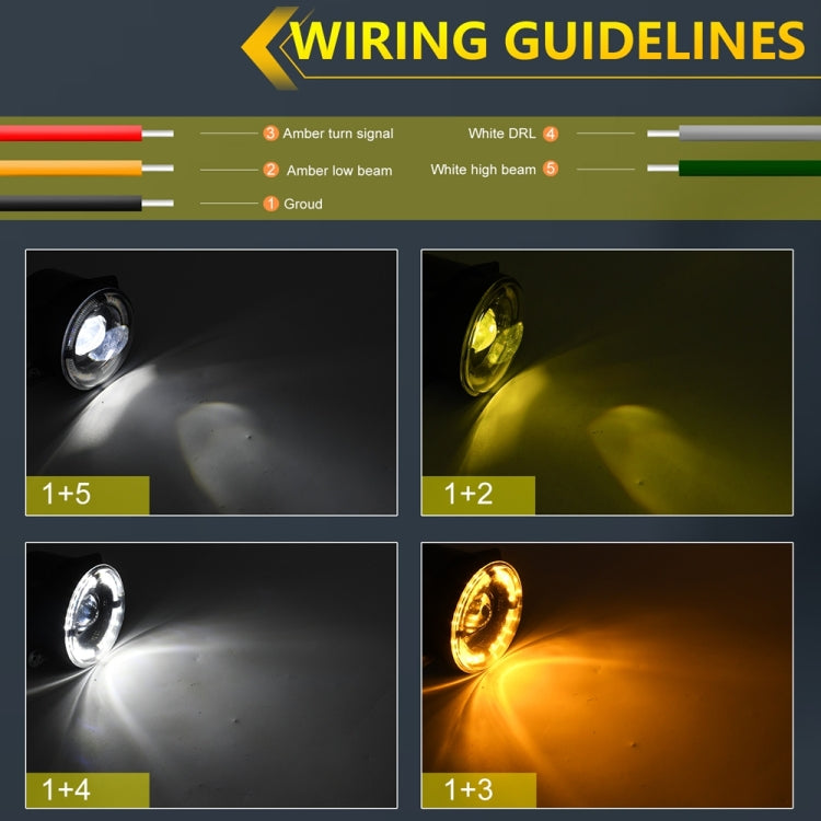 For Jeep Wrangler JK 2 Door 2007-2015 Y5 4 inch 1 Pair Light Guide Single Lens Fog Light(Yellow White) - Fog / Driving Lights by buy2fix | Online Shopping UK | buy2fix