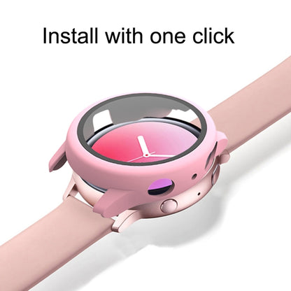 For Samsung Galaxy Watch Active 2 40mm PC Protective Case with Tempered Glass Film(Silver) - Watch Bands by buy2fix | Online Shopping UK | buy2fix