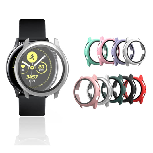 For Samsung Galaxy Watch Active 2 44mm PC Protective Case with Tempered Glass Film(White) - Watch Bands by buy2fix | Online Shopping UK | buy2fix