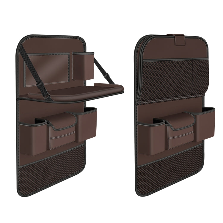 4041 Napa Texture Leather Car Seat Back Storage Bag Folding Dining Table(Brown) by buy2fix