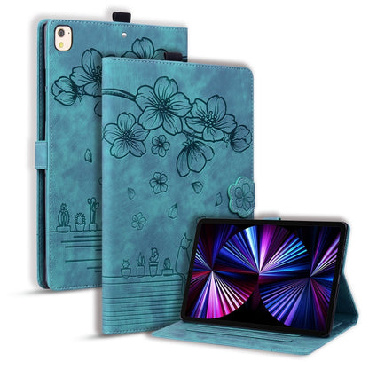 For iPad 10.2 2021 / 10.5 2019 Cartoon Sakura Cat Embossed Smart Leather Tablet Case(Green) - iPad 10.2 Cases by buy2fix | Online Shopping UK | buy2fix