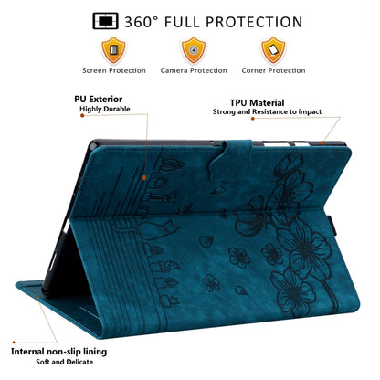 For iPad Pro 9.7 / 9.7 2018 / 2017 Cartoon Sakura Cat Embossed Smart Leather Tablet Case(Blue) - iPad Pro 9.7 inch Cases by buy2fix | Online Shopping UK | buy2fix