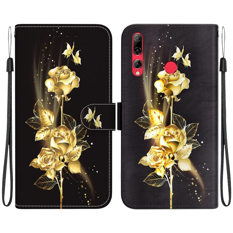 For Huawei P Smart Z / Y9 Prime Crystal Texture Colored Drawing Leather Phone Case(Gold Butterfly Rose) - Huawei Cases by buy2fix | Online Shopping UK | buy2fix