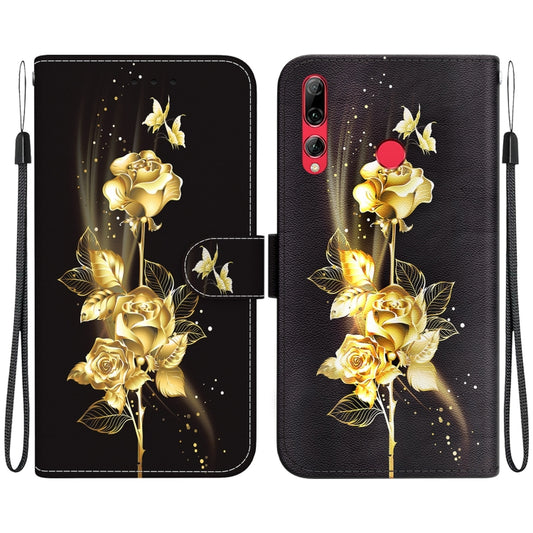 For Huawei P Smart Z / Y9 Prime Crystal Texture Colored Drawing Leather Phone Case(Gold Butterfly Rose) - Huawei Cases by buy2fix | Online Shopping UK | buy2fix