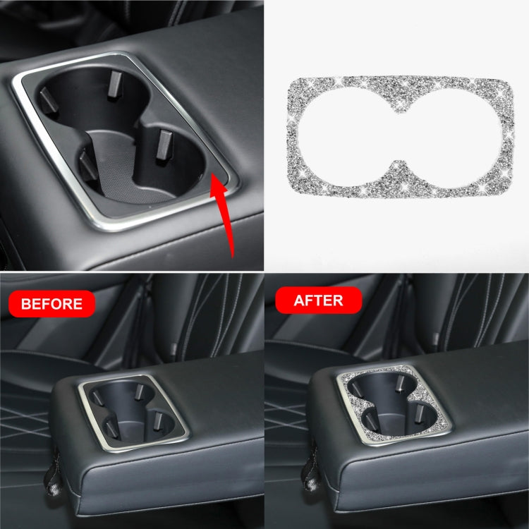 For Ford Mustang Mach E 2021 Car Rear Seat Cup Holder Frame Diamond Decorative Sticker by buy2fix