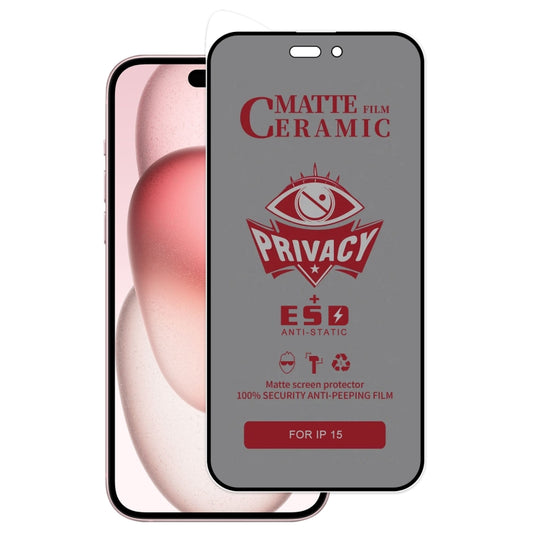 For iPhone 15 Full Coverage HD Privacy Ceramic Film Grey - iPhone 15 Tempered Glass by buy2fix | Online Shopping UK | buy2fix
