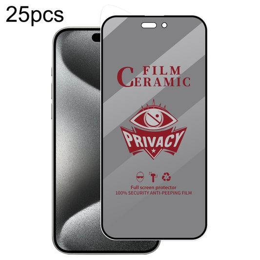 For iPhone 15 Pro 25pcs Full Coverage HD Privacy Ceramic Film - iPhone 15 Pro Tempered Glass by buy2fix | Online Shopping UK | buy2fix
