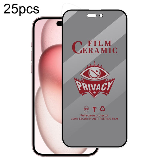 For iPhone 15 25pcs Full Coverage HD Privacy Ceramic Film - iPhone 15 Tempered Glass by buy2fix | Online Shopping UK | buy2fix