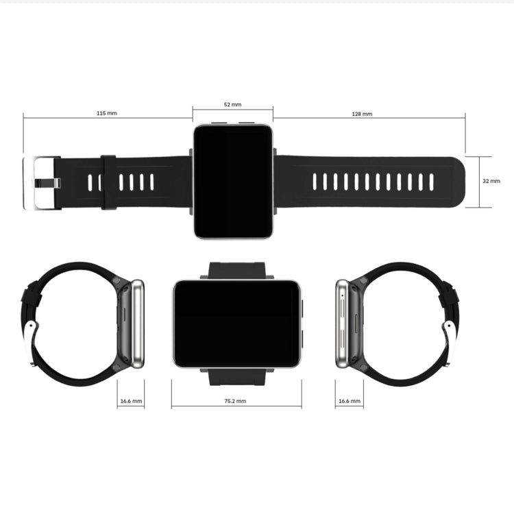 DM100 2.86 inch IPS Full Screen Smart Sport Watch, Support Independent Card Insertion / Multiple Sports Modes / Heart Rate Monitoring / Step Counting, Memory:RAM 3GB+ROM 32GB(Black) by buy2fix