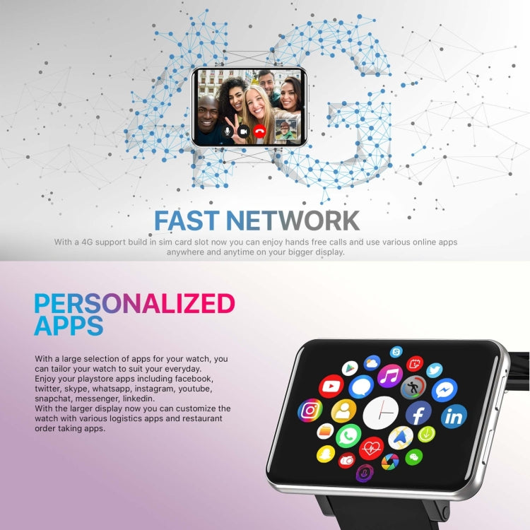 DM100 2.86 inch IPS Full Screen Smart Sport Watch, Support Independent Card Insertion / Multiple Sports Modes / Heart Rate Monitoring / Step Counting, Memory:RAM 3GB+ROM 32GB(Black) by buy2fix