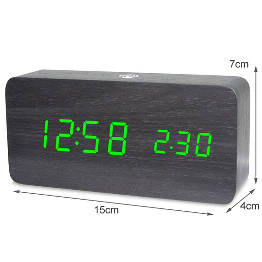 LT-1035 LED Display Digital APP Smart Alarm Clock(Green Light Black Wood) - Alarm Clocks by buy2fix | Online Shopping UK | buy2fix