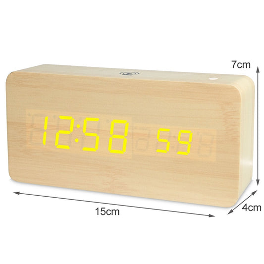 LT-1035 LED Display Digital APP Smart Alarm Clock(Yellow Light Bamboo Wood) - Alarm Clocks by buy2fix | Online Shopping UK | buy2fix