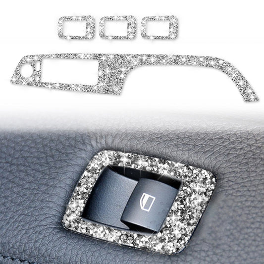 For BMW 3 Series E90 / 320i / 325i 2005-2012 Car Window Lift Panel with Folding Key 37.8cm Diamond Decorative Sticker, Left Drive by buy2fix
