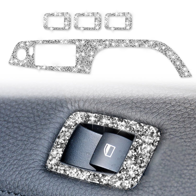 For BMW 3 Series E90 / 320i / 325i 2005-2012 Car Window Lift Panel 37.8cm Diamond Decorative Sticker, Left Drive by buy2fix