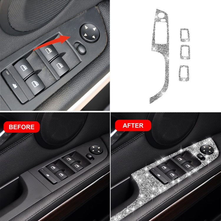 For BMW 3 Series E90 / 320i / 325i 2005-2012 Car Window Lift Panel 37.8cm Diamond Decorative Sticker, Left Drive by buy2fix