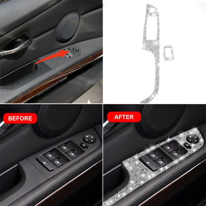 For BMW 3 Series E92 2005-2012 Car Window Lift Panel with Folding Key 40.4cm Diamond Decorative Sticker, Left Drive by buy2fix