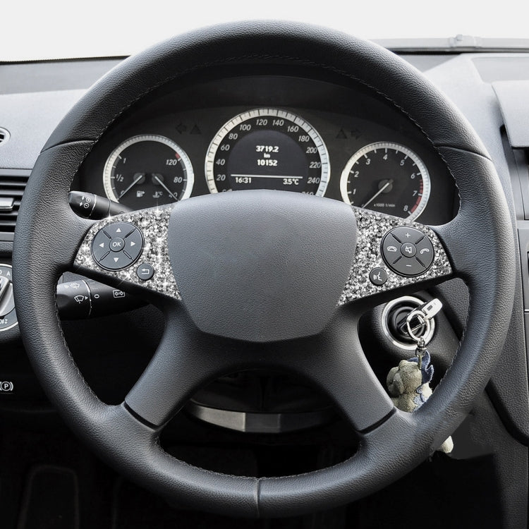 For Mercedes-Benz C-class W204 2007-2010 Car Steering Wheel Buttons Diamond Decorative Sticker, Left and Right Drive by buy2fix