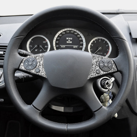 For Mercedes-Benz C-class W204 2007-2010 Car Steering Wheel Buttons Diamond Decorative Sticker, Left and Right Drive by buy2fix