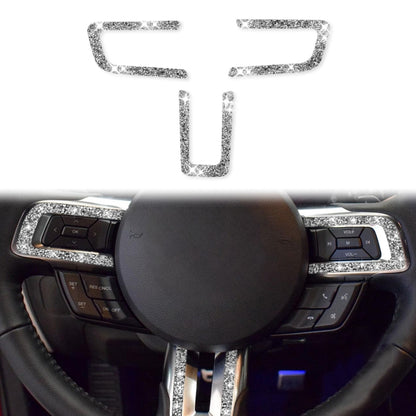 For Ford Mustang 2015-2020 Car Steering Wheel Key Frame Diamond Decoration Sticker, Left and Right Drive by buy2fix