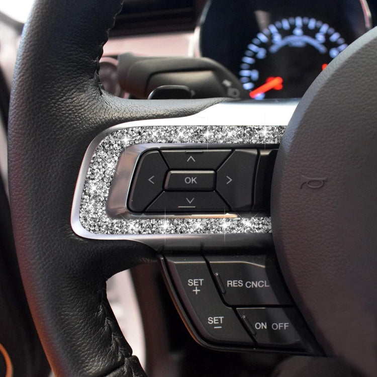 For Ford Mustang 2015-2020 Car Steering Wheel Key Frame Diamond Decoration Sticker, Left and Right Drive by buy2fix