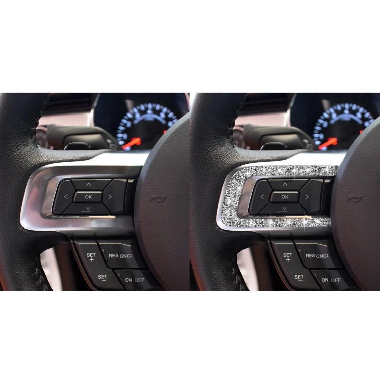 For Ford Mustang 2015-2020 Car Steering Wheel Key Frame Diamond Decoration Sticker, Left and Right Drive by buy2fix