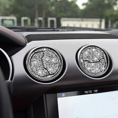 For Ford Mustang 2015-2020 9 in 1 Car Air Outlet Diamond Decoration Sticker, Left and Right Drive by buy2fix