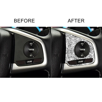 For Honda Civic 2016-2019 Car Steering Wheel Buttons High Configuration Diamond Decorative Sticker, Left and Right Drive by buy2fix
