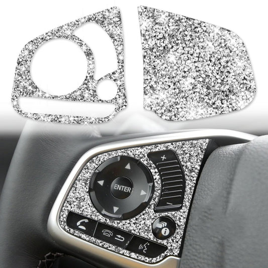 For Honda Civic 2016-2019 Car Steering Wheel Buttons Middle Configuration Diamond Decorative Sticker, Left and Right Drive by buy2fix