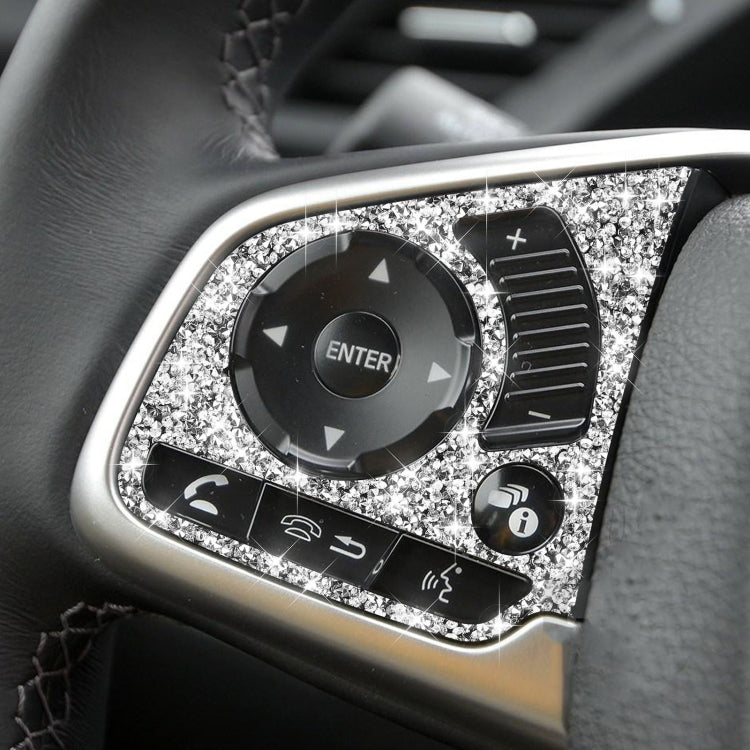 For Honda Civic 2016-2019 Car Steering Wheel Buttons Middle Configuration Diamond Decorative Sticker, Left and Right Drive by buy2fix