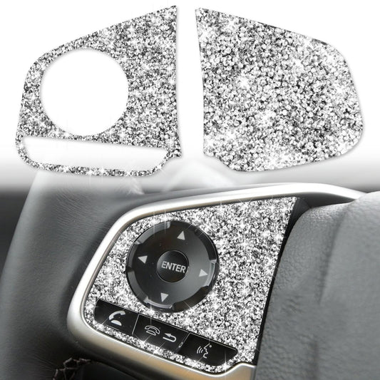 For Honda Civic 2016-2019 Car Steering Wheel Buttons Low Configuration Diamond Decorative Sticker, Left and Right Drive by buy2fix