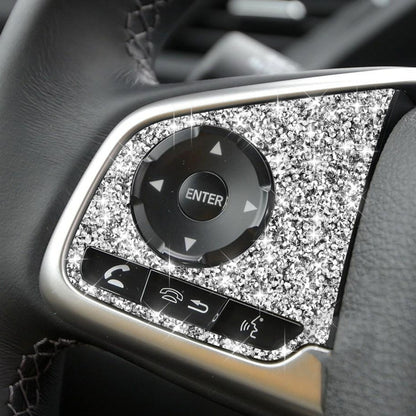 For Honda Civic 2016-2019 Car Steering Wheel Buttons Low Configuration Diamond Decorative Sticker, Left and Right Drive by buy2fix