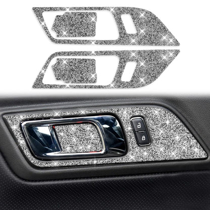 For Ford Mustang 2015-2020 4pcs Car Door Inner Handle Panel Diamond Decoration Sticker, Left and Right Drive by buy2fix