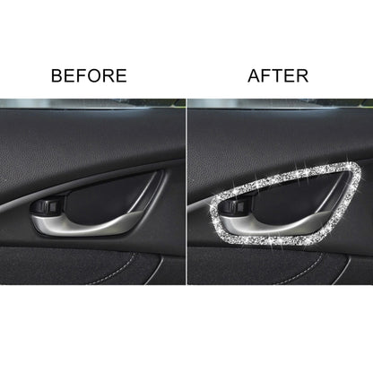 For Honda Civic 2016-2019 Car Inside Door Bowl Frame Diamond Decorative Sticker, Left and Right Drive by buy2fix