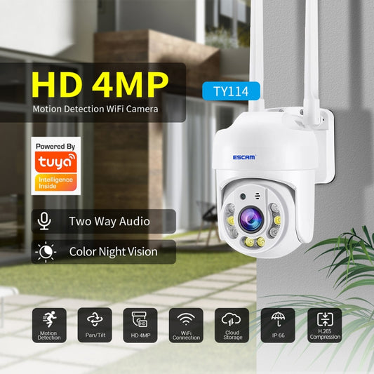 ESCAM TV114 4MP WiFi Camera Support Two-Way Voice & Night Vision & Motion Detection, Specification:UK Plug - Wireless Camera by ESCAM | Online Shopping UK | buy2fix