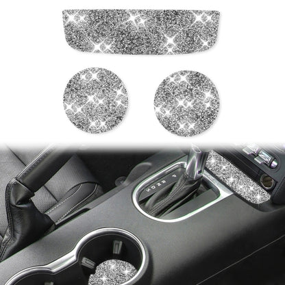For Ford Mustang 2015-2020 Car Water Cup Holder Upper + Base Diamond Decoration Sticker, Left and Right Drive by buy2fix