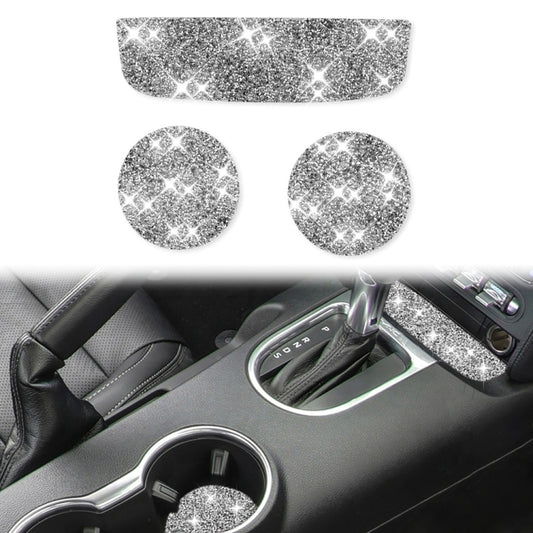 For Ford Mustang 2015-2020 Car Water Cup Holder Upper + Base Diamond Decoration Sticker, Left and Right Drive by buy2fix