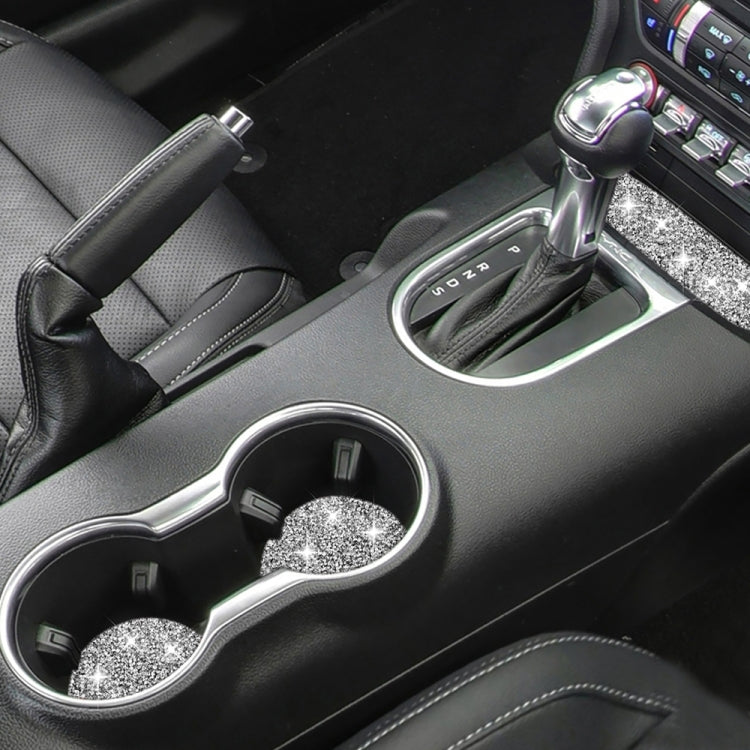For Ford Mustang 2015-2020 Car Water Cup Holder Upper + Base Diamond Decoration Sticker, Left and Right Drive by buy2fix